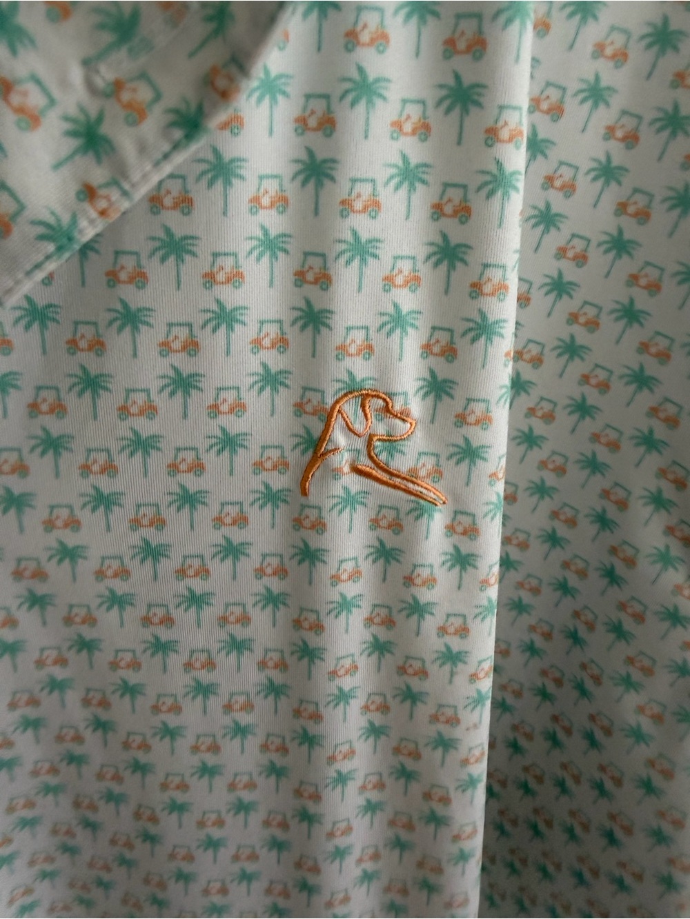 Rhoback Polo Shirt XL Men’s Golf Cart Palm Tree Print Performance - Picture 4 of 5